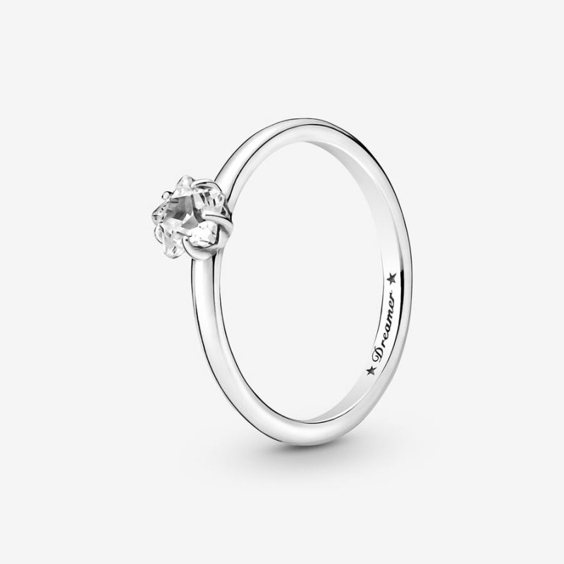 Bague Solitaire Étoile Scintillante Céleste