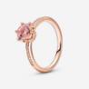 Bague Solitaire Couronne Scintillante Rose