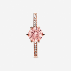 Bague Solitaire Couronne Scintillante Rose