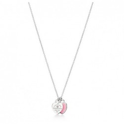 Pendentif double Plaque Cœur rose