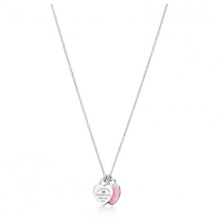 Pendentif double Plaque Cœur rose