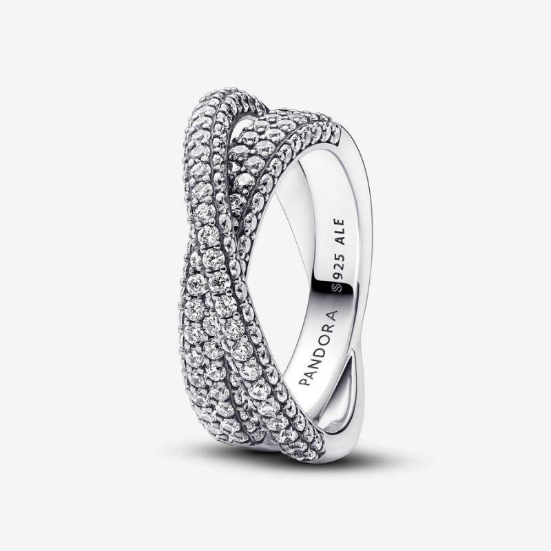 Anneau Double Pavé Croisé Pandora Timeless