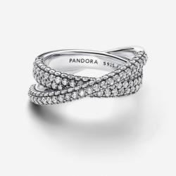 Anneau Double Pavé Croisé Pandora Timeless