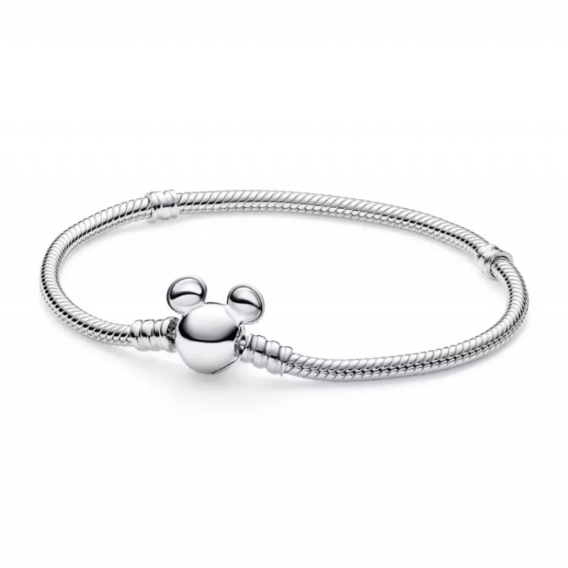 Mickey Mouse Icon Snake Chain Bracelet by Pandora – Silver