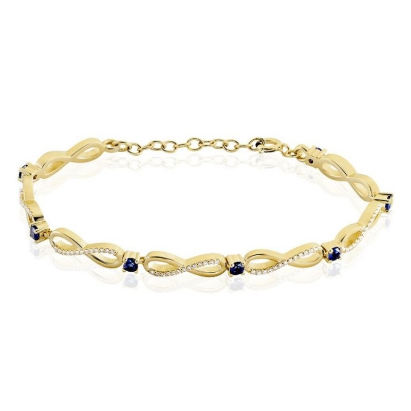 Bracelet Plaqué Or Kelian Oxydes De Zirconium Et Pierres Bleues