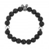 Bracelet en perles de lave noires avec icône Mickey Mouse