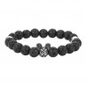 Bracelet en perles de lave noires avec icône Mickey Mouse