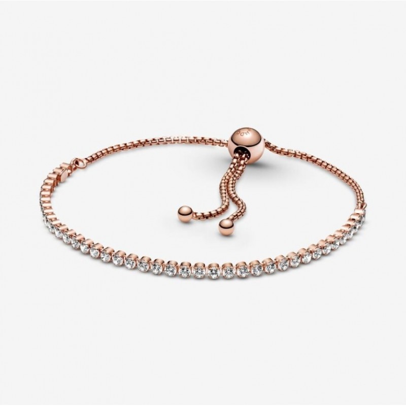 Bracelet tennis coulissant scintillant Plaqué or rose