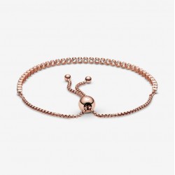 Bracelet tennis coulissant scintillant Plaqué or rose