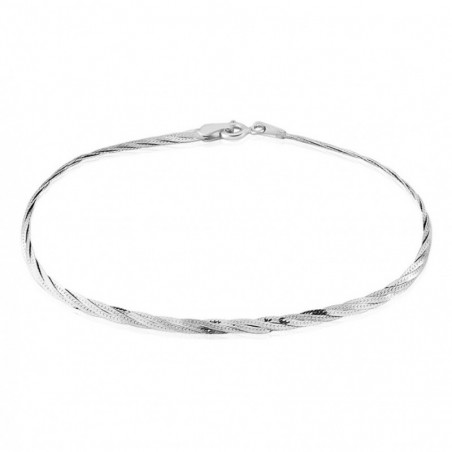 Bracelet Jasmin Tresse 2 Fils Or Blanc