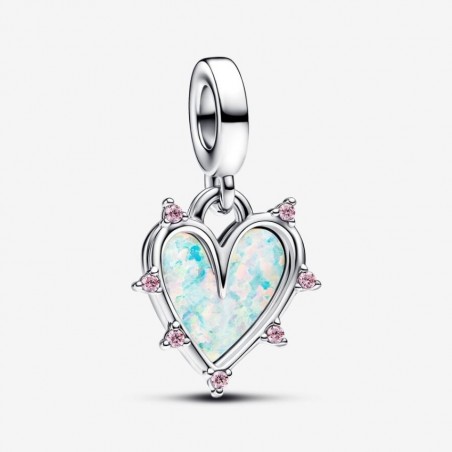 Charm-pendentif double Amitié opalescent