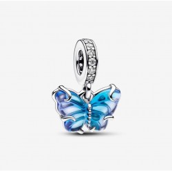 Charm-pendentif Papillon en verre de Murano bleu