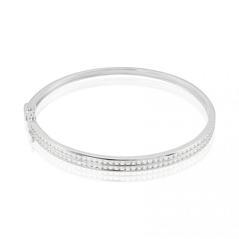 Bracelet Jonc Carinne Argent Blanc Oxyde De Zirconium