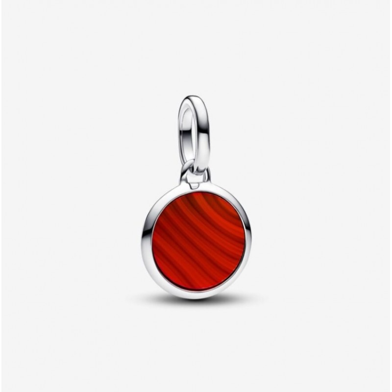 Mini charm médaillon rouge en verre de Murano à graver