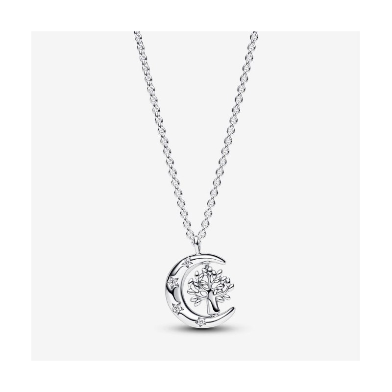 Collier avec Pendentif Lune et Arbre Pivotant