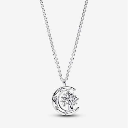 Collier avec Pendentif Lune et Arbre Pivotant