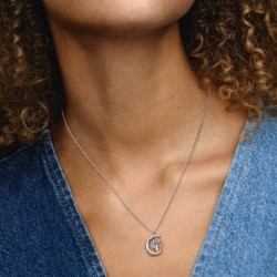 Collier avec Pendentif Lune et Arbre Pivotant