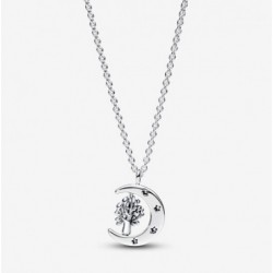 Collier avec Pendentif Lune et Arbre Pivotant