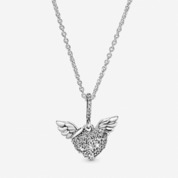 Collier Cœur Pavé et Ailes d'Ange