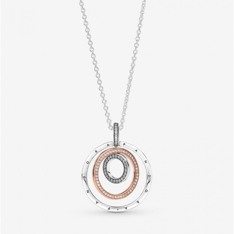 Collier Pendentif Cercles Bicolores