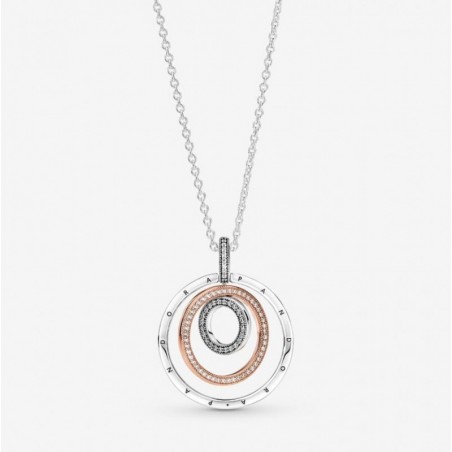 Collier Pendentif Cercles Bicolores