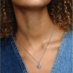 Collier Cœur Scintillant Lune Bleue & Étoiles