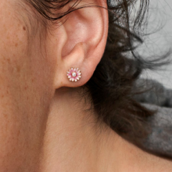 Clous d'Oreilles Marguerite Rose