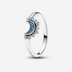 Bague Céleste Lune Scintillante Bleue