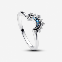 Bague Céleste Lune Scintillante Bleue