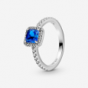 Bague Halo Scintillant Carré Bleu